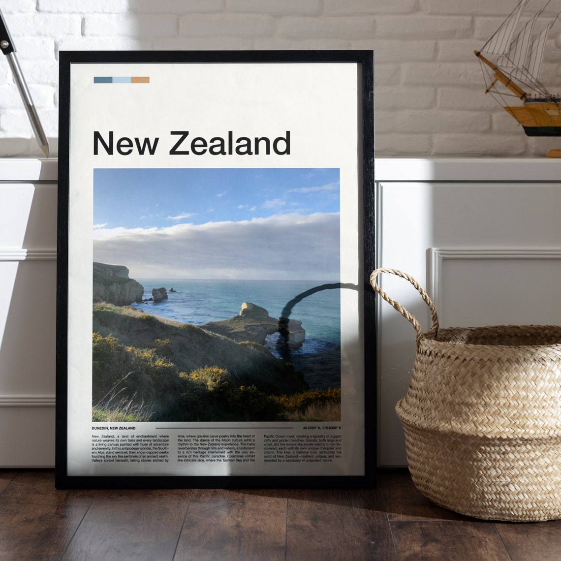 New Zealand Dunedin Rugged Coastline Cliffs Ocean Photography Poster - Image 5