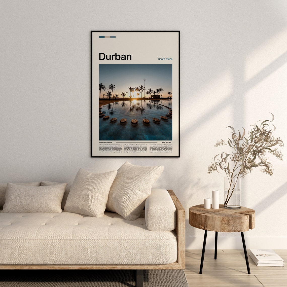 Durban South Africa Sunset Beach Reflection Minimalist Photo Poster - Image 3