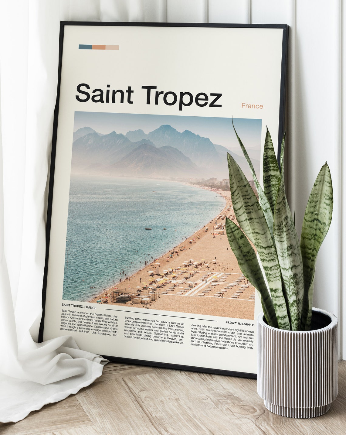 Saint Tropez France Beach Coastline Mountain View Travel Poster - Image 2