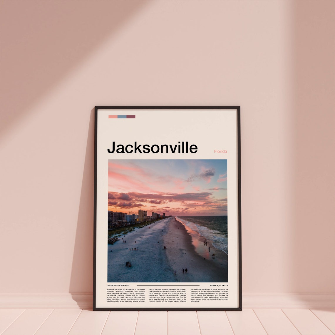 Jacksonville Beach Florida Sunset Oceanfront Shoreline Scenic Poster - Image 4