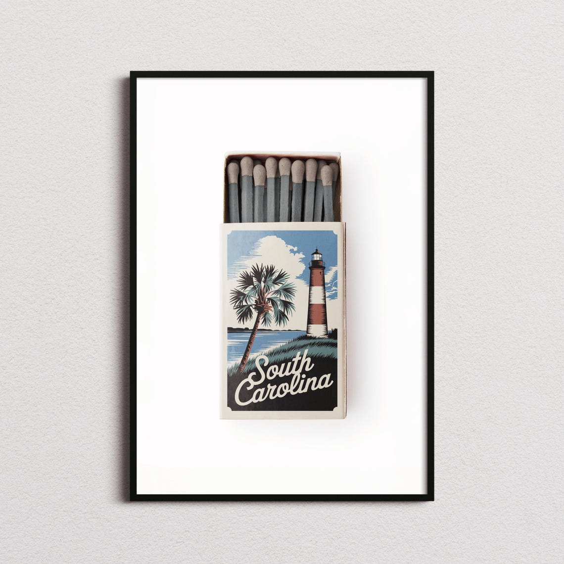 South Carolina Matchbox Lighthouse Palmetto Coastal Art Poster