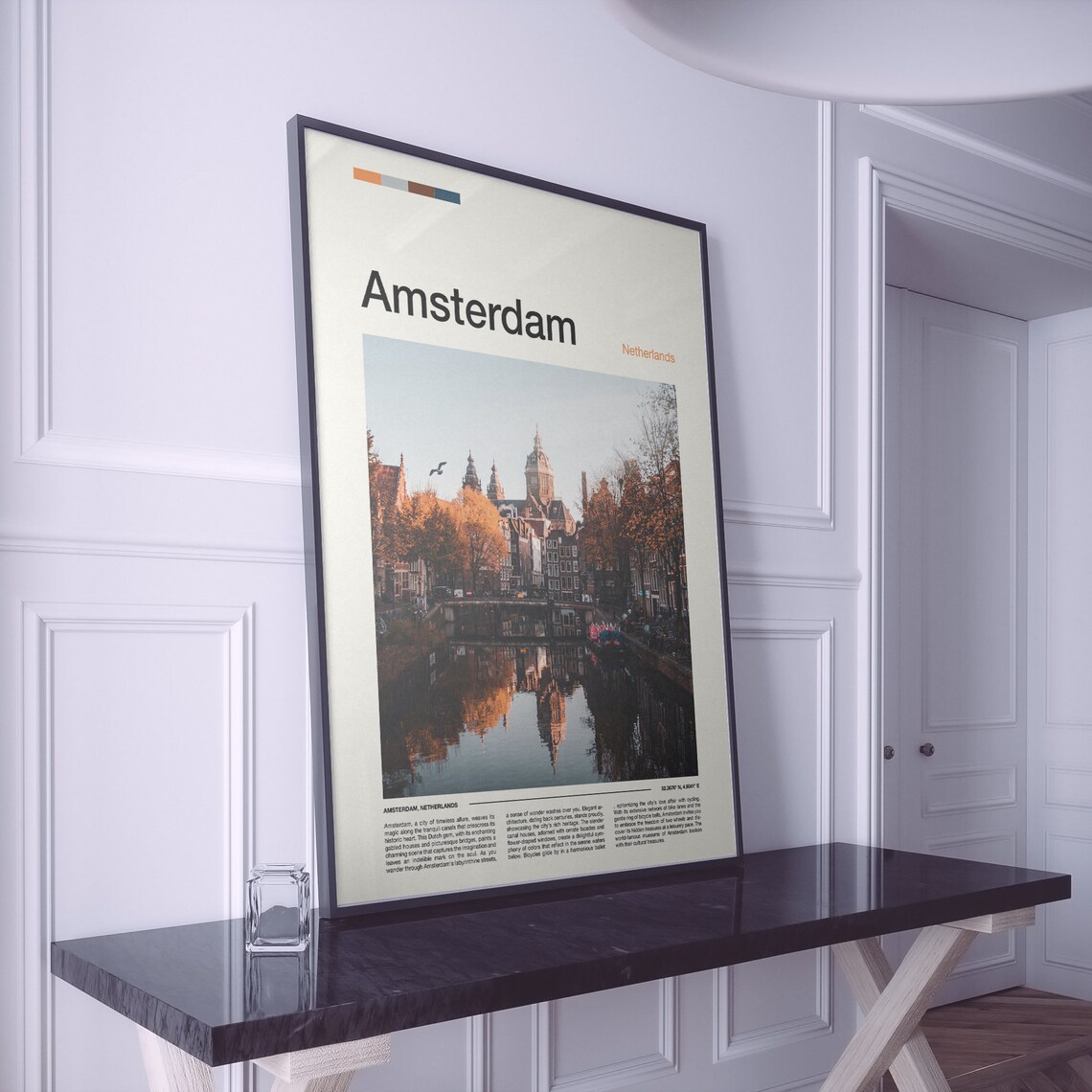 Amsterdam Netherlands Canal Houses Autumn Reflection City Poster - Image 2