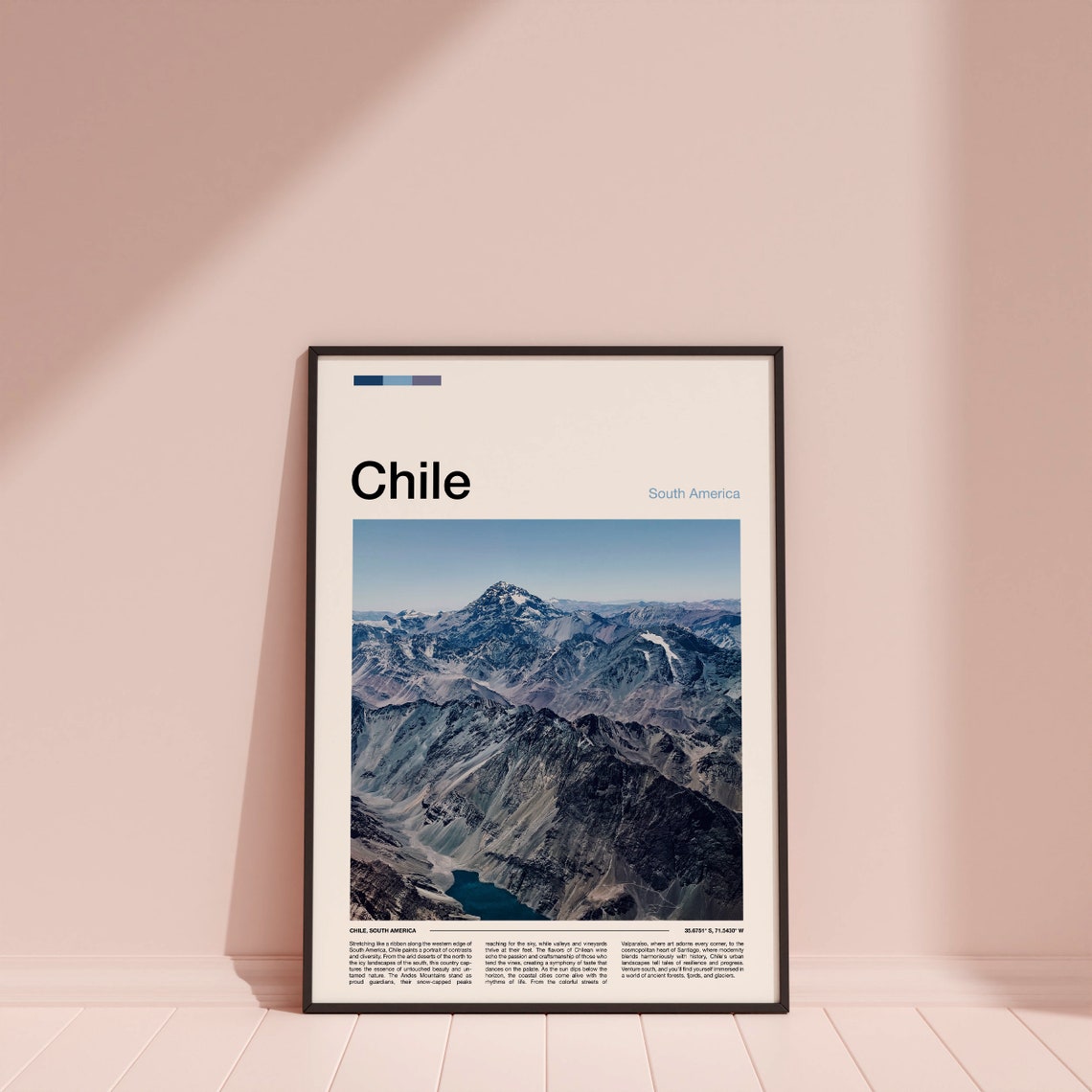 Chile Andes Mountains Snowcapped Peaks Alpine Lake Travel Poster - Image 3