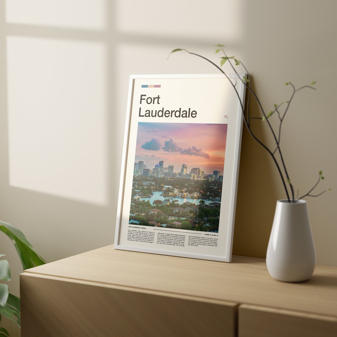 Fort Lauderdale Florida Skyline Sunset Waterfront Glow Travel Poster - Image 2
