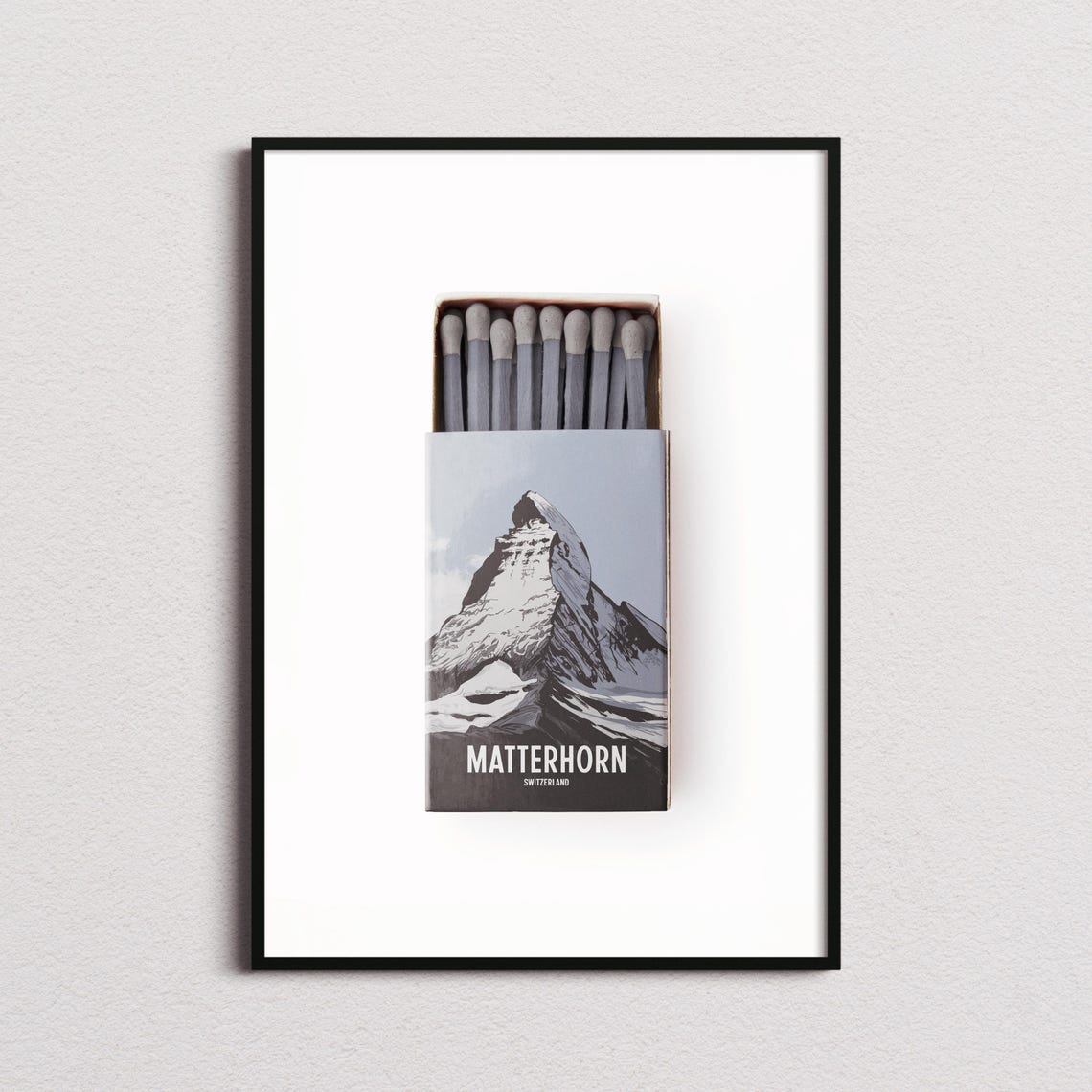 Matterhorn Switzerland Snow Capped Peak Matchbox Art Decor Poster
