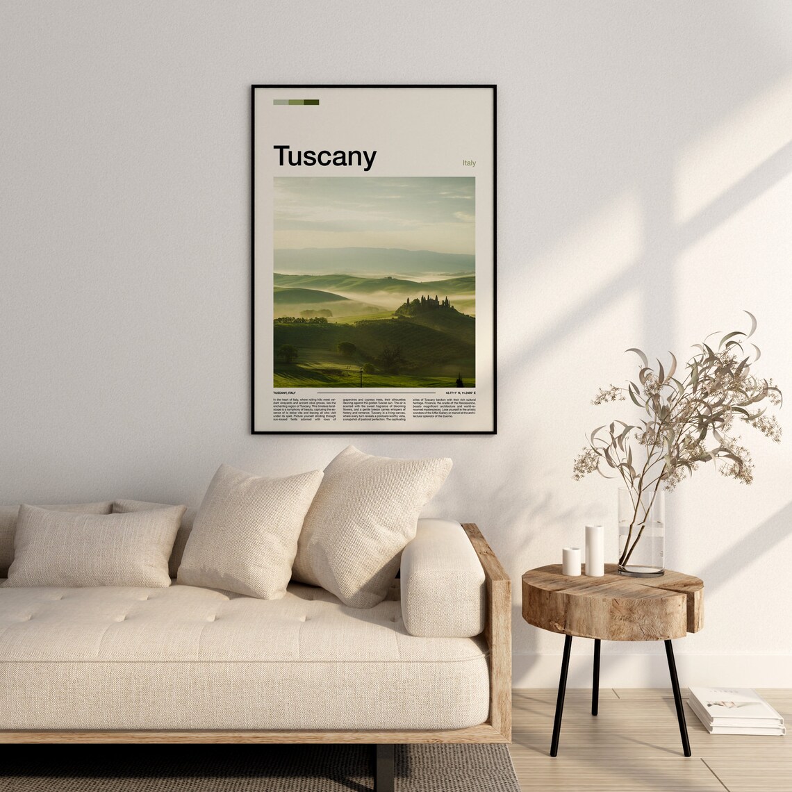 Tuscany Italy Rolling Green Hills Misty Morning Landscape Poster - Image 3