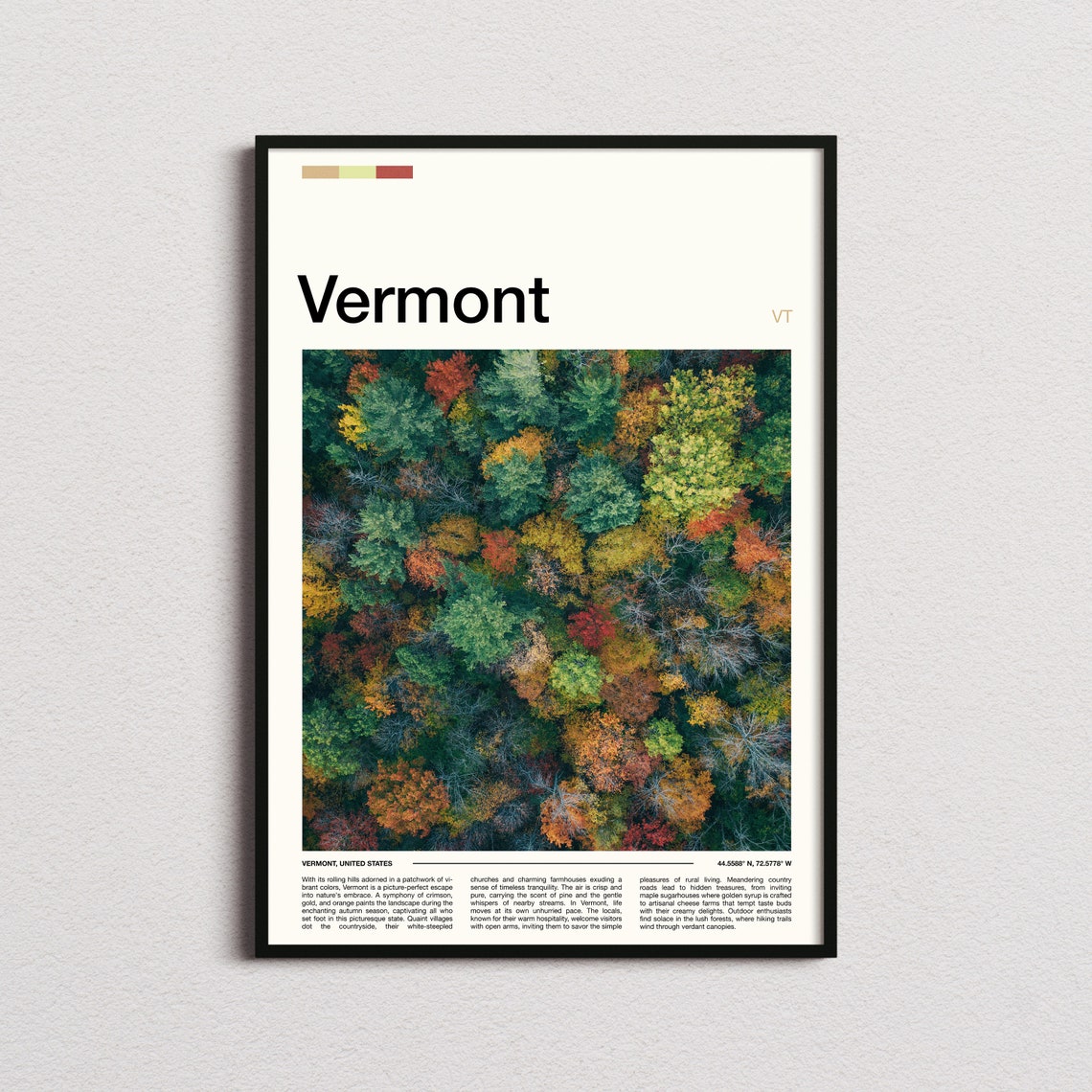 Vermont Autumn Forest Canopy Aerial Fall Colors Photography Poster