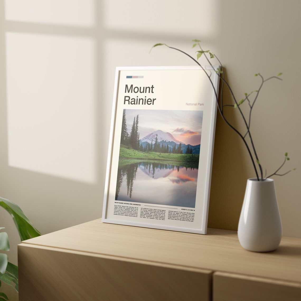 Mount Rainier Washington Alpine Meadow Lake Reflection Photo Poster - Image 2