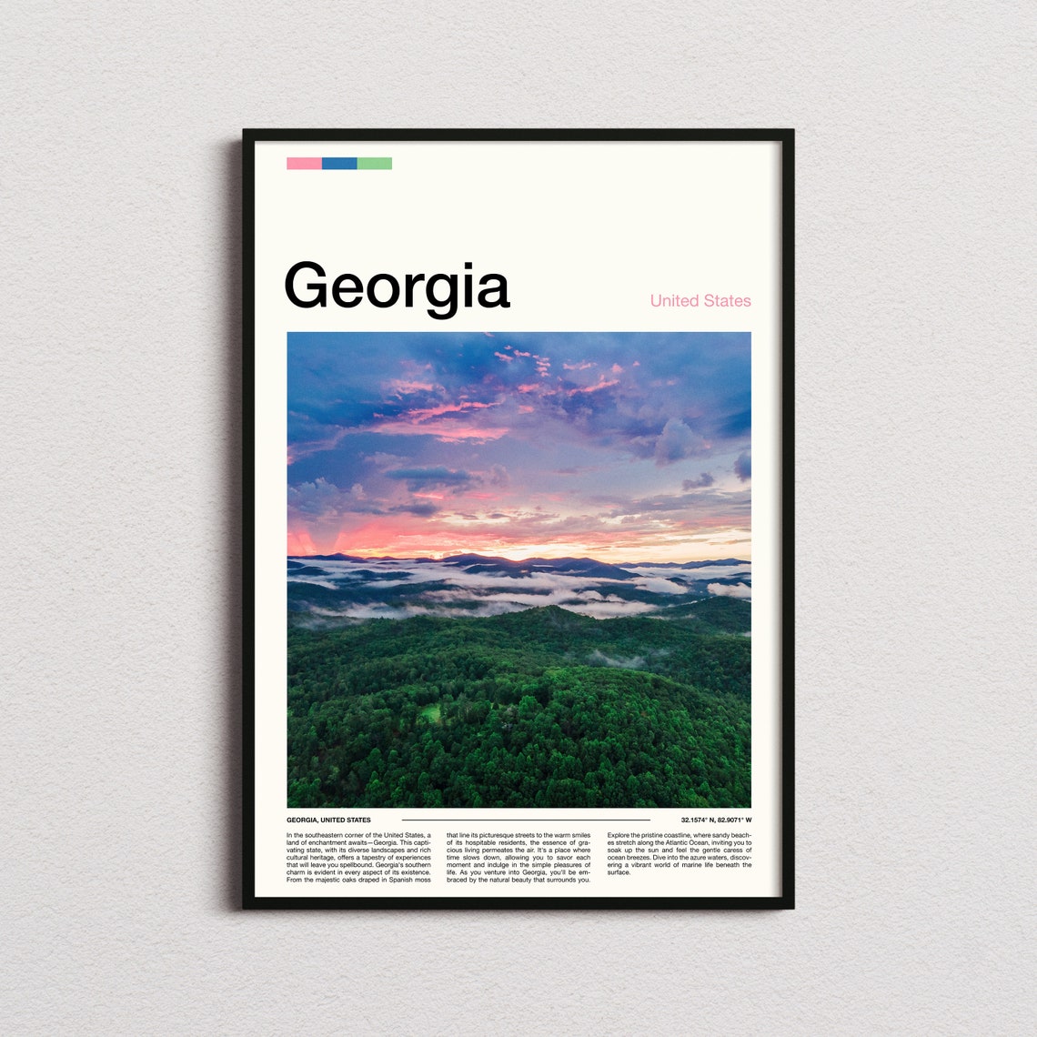 Georgia Blue Ridge Mountains Sunrise Mist Forest View Poster