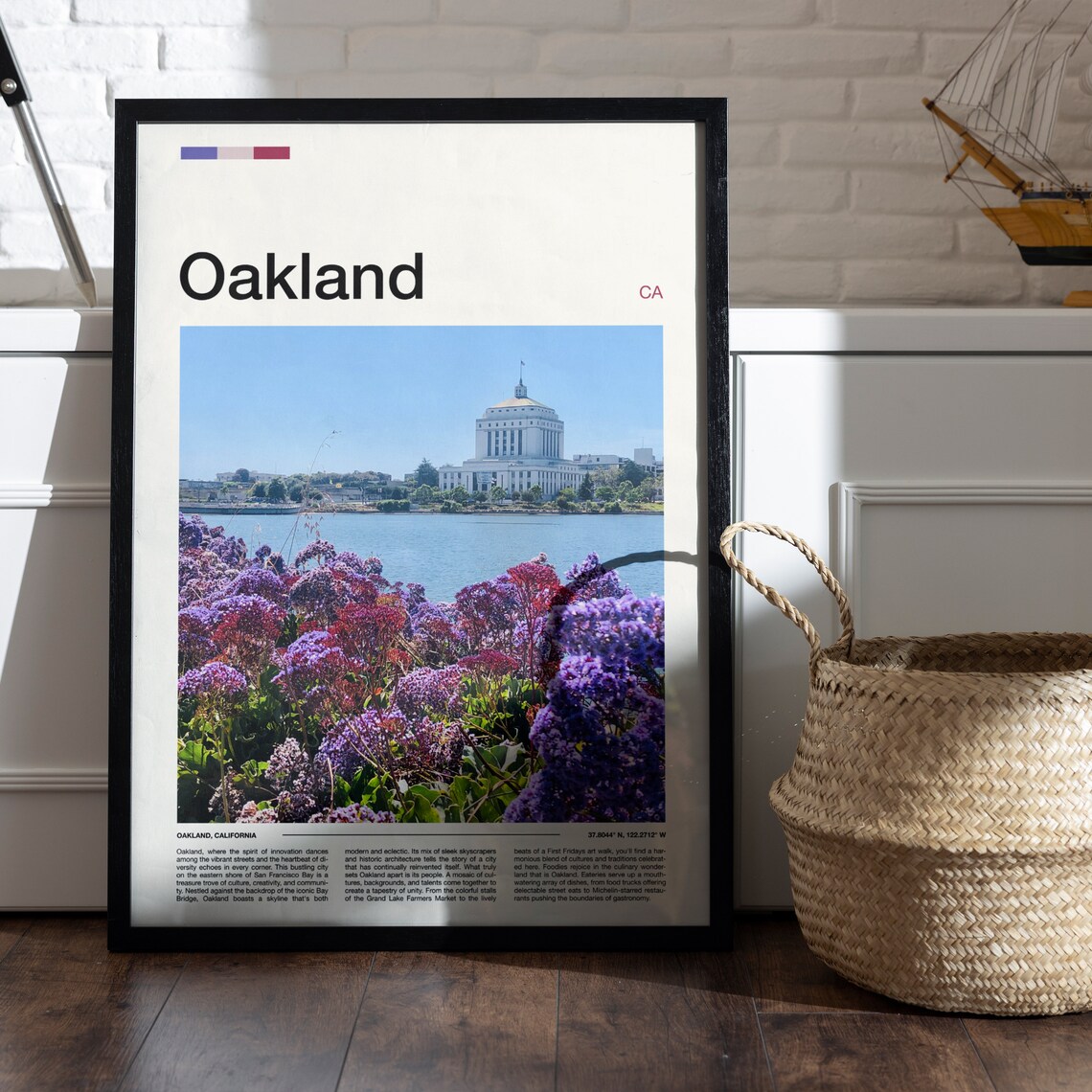 Oakland California Blooming Flowers City Hall Bay View Travel Poster - Image 4