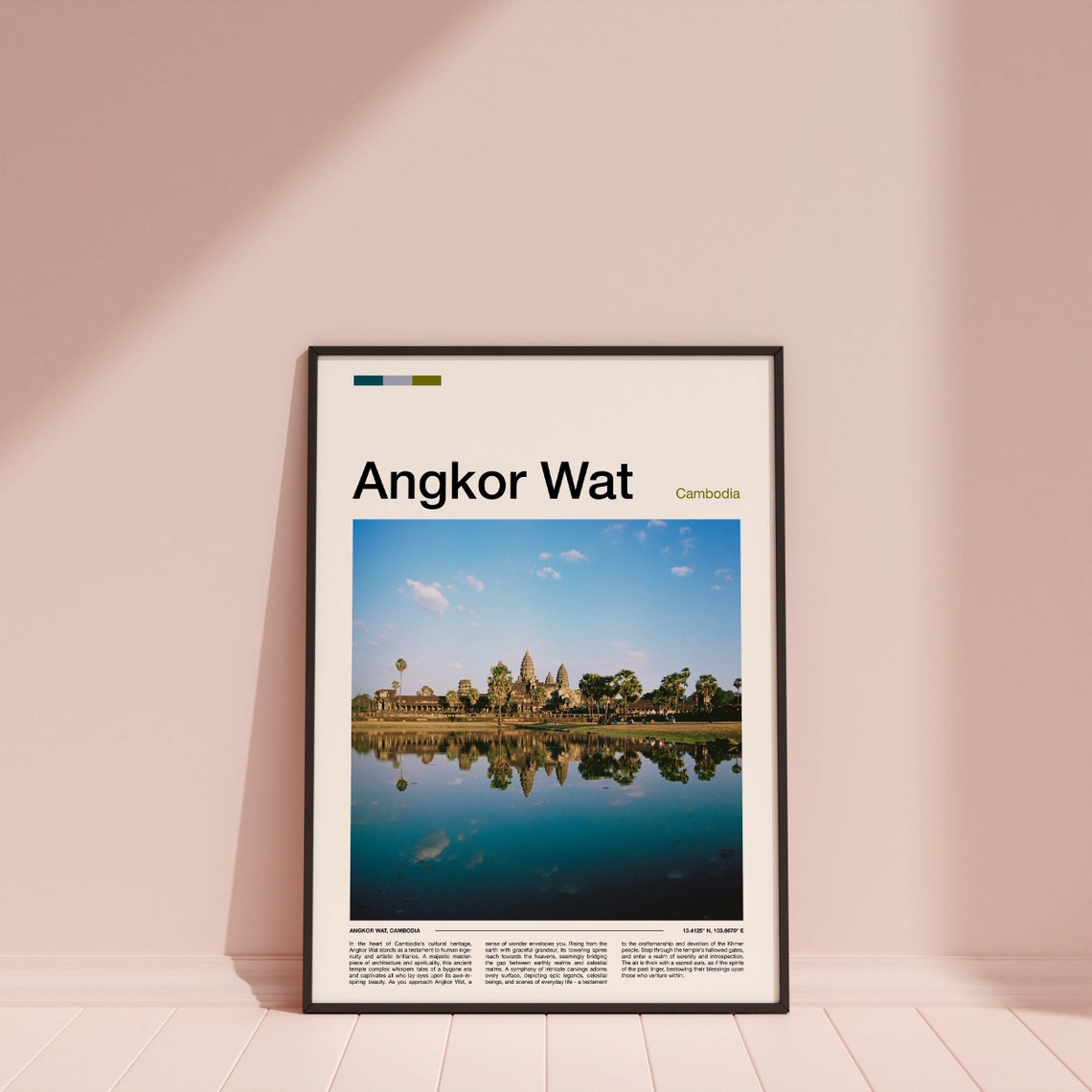 Angkor Wat Cambodia Temple Mirror Reflection Ancient Wonder Poster - Image 3