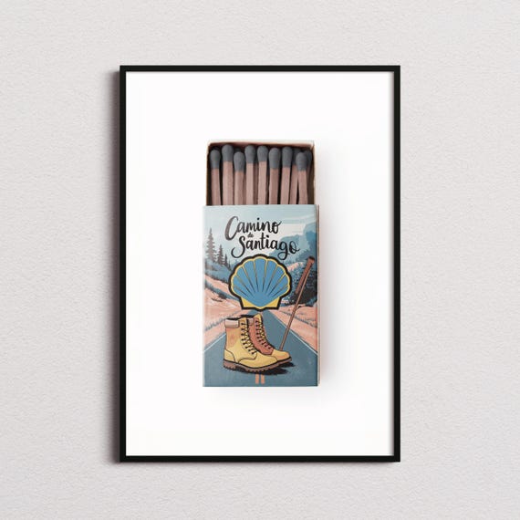 Camino De Santiago Matchbox Print Camino De Santiago Print Camino De Santiago Poster Camino De Santiago Gifts