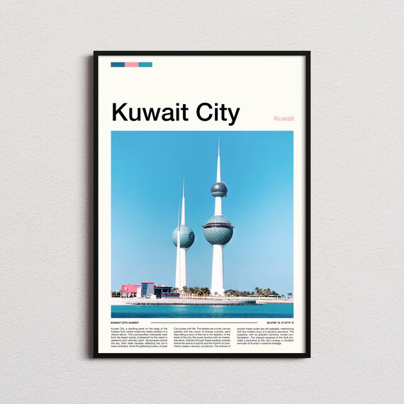 Kuwait City Kuwait Towers Blue Mosaic Spheres Architecture Poster
