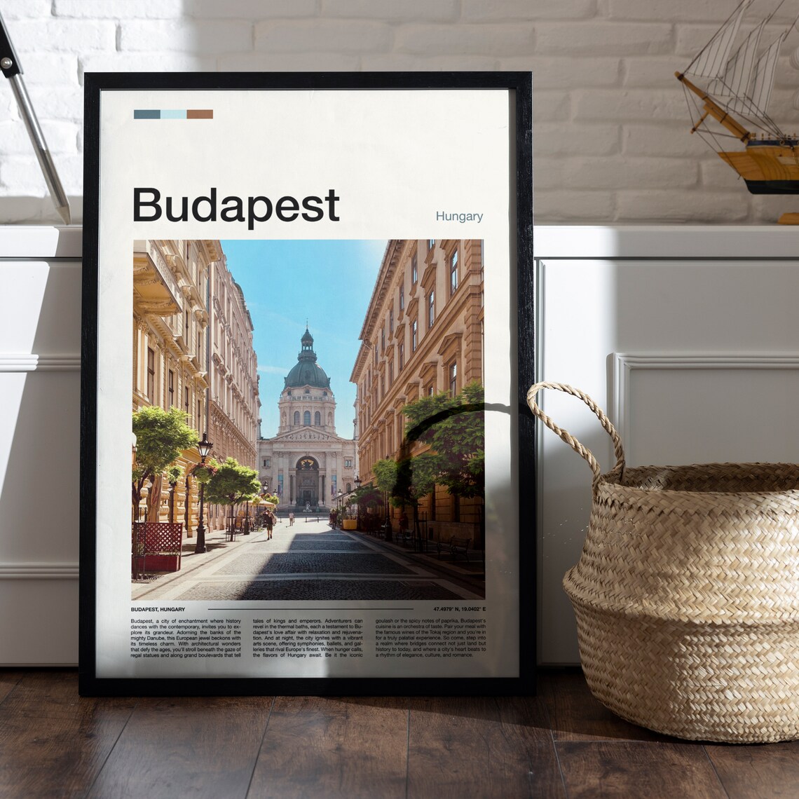 Budapest Hungary Basilica Old Town Street Travel Photo Poster - Image 5