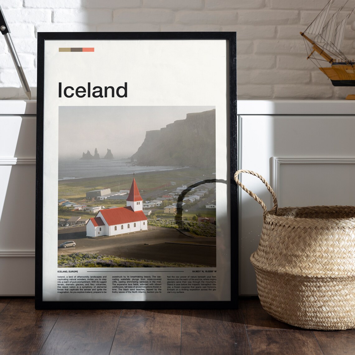 Iceland Vik Village Red Church Black Beach Sea Stacks Poster - Image 5