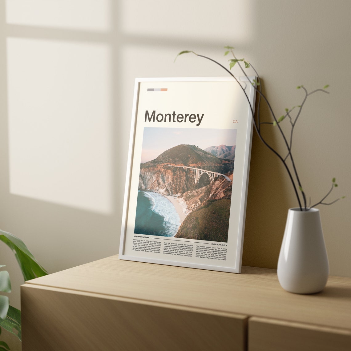 Monterey California Bixby Bridge Cove Aerial Ocean View Travel Poster - Image 2
