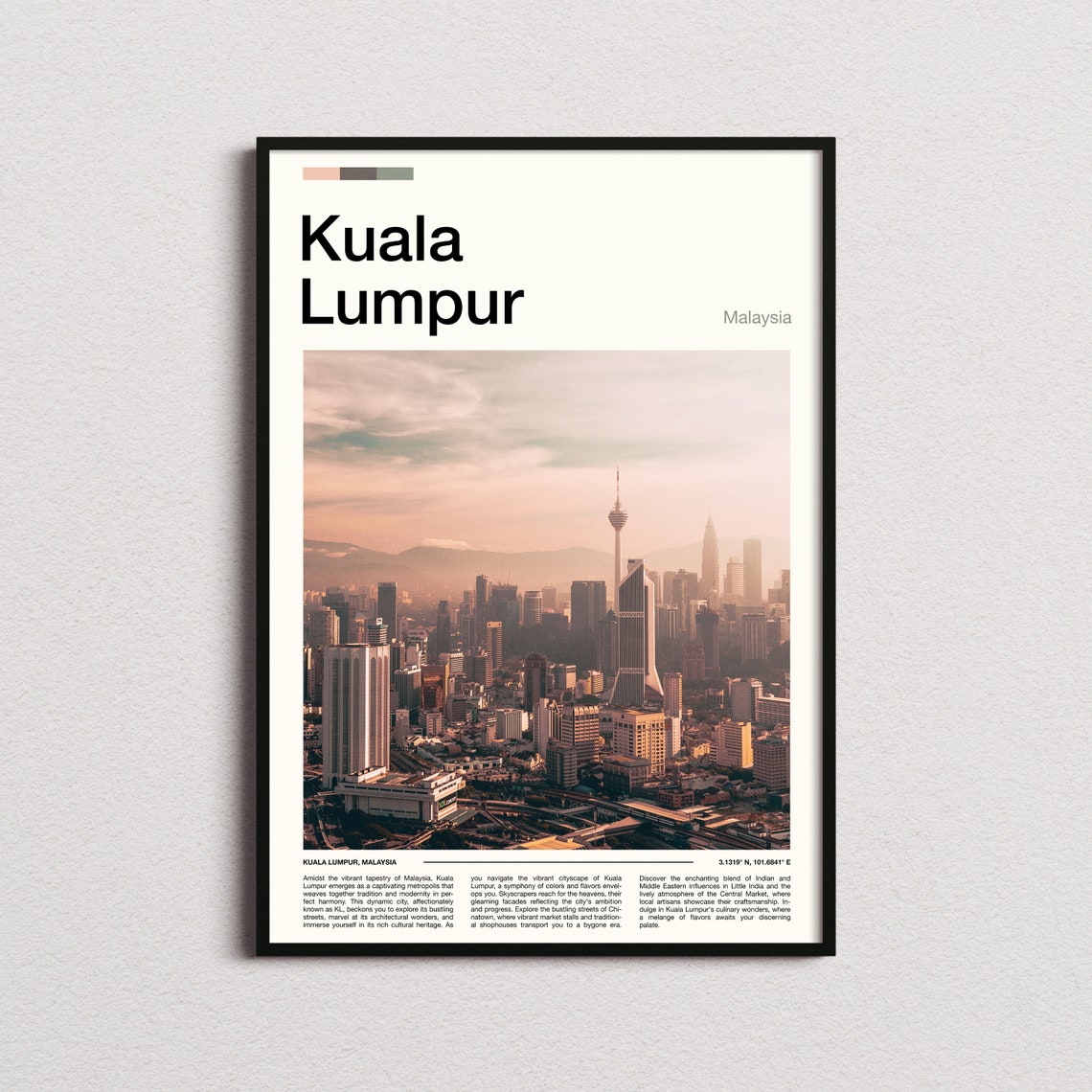 Kuala Lumpur Malaysia Skyline KL Tower Sunset Cityscape Poster