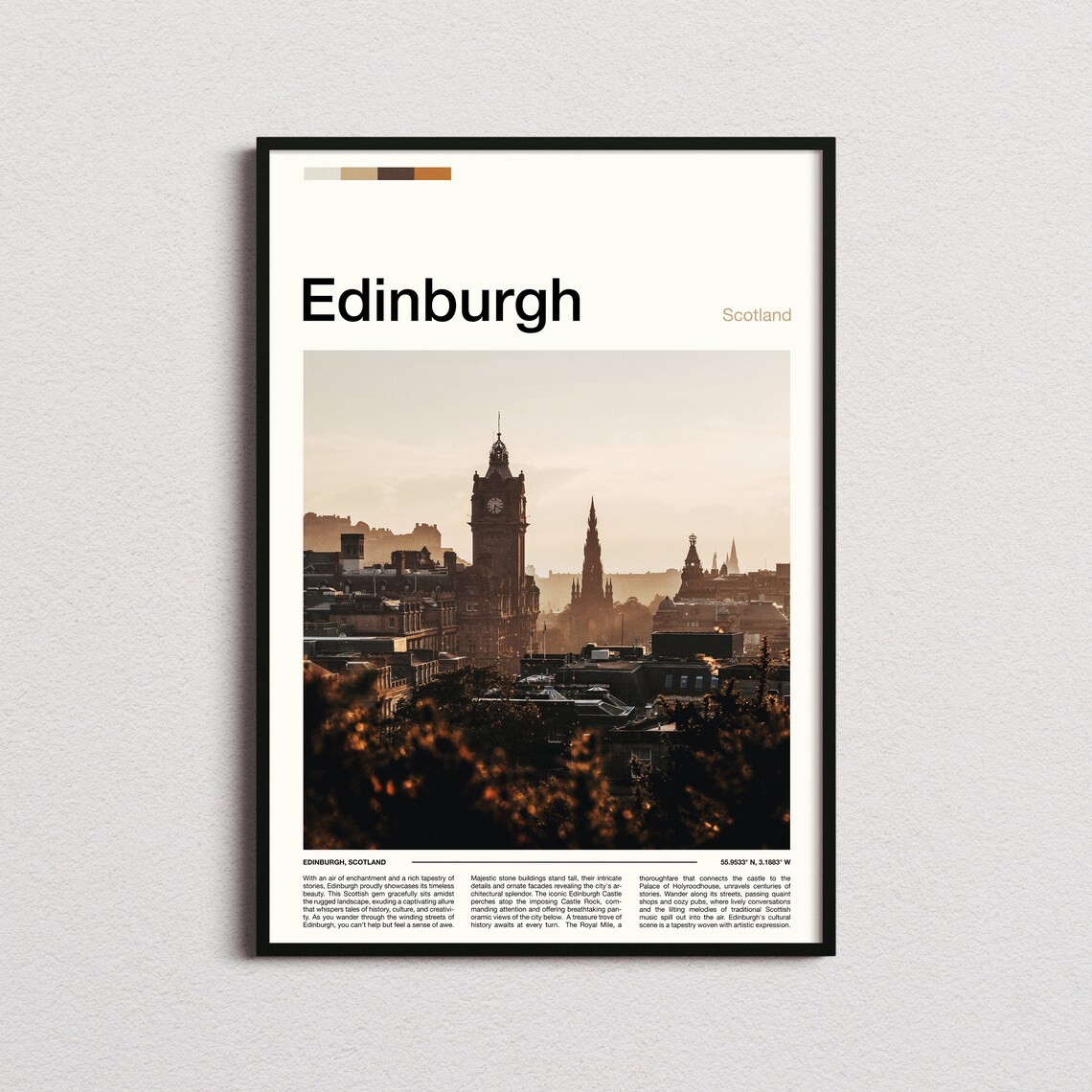 Edinburgh Scotland Old Town Skyline Golden Hour Historic City Poster