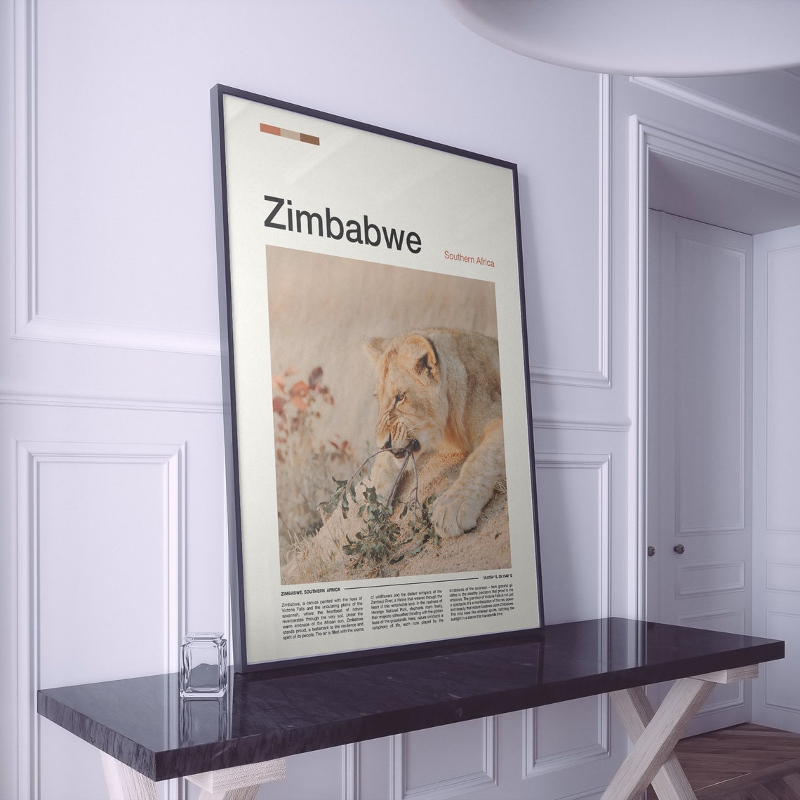 Zimbabwe Southern Africa Young Lion Cub Savanna Wildlife Poster - Image 2