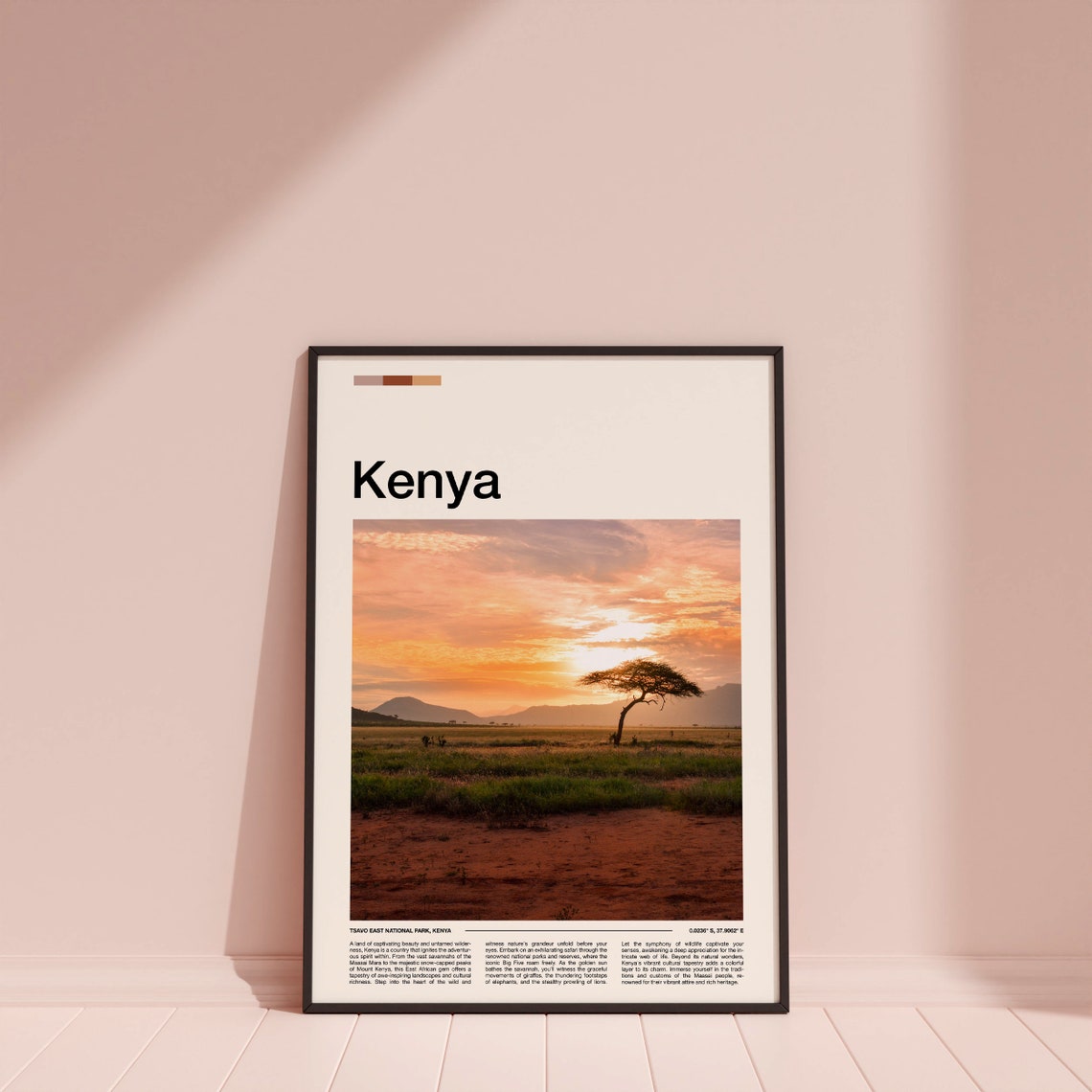 Kenya Tsavo East National Park Safari Sunset Acacia Tree Poster - Image 3