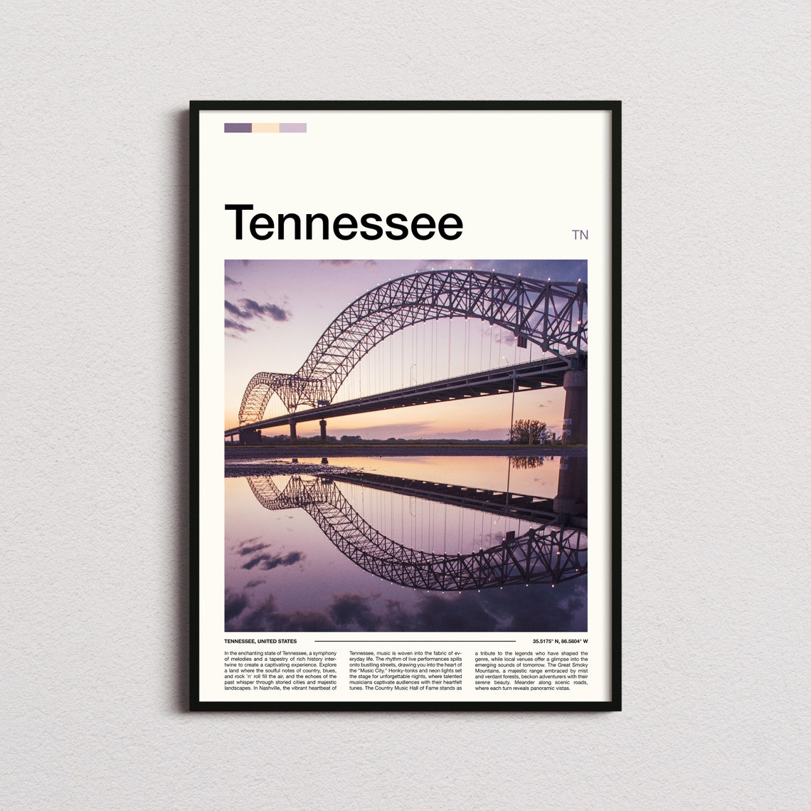 Tennessee Memphis Mississippi River Bridge Sunset Reflection Poster