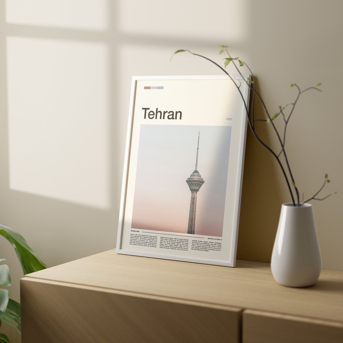 Tehran Iran Milad Tower Landmark Minimalist City Photo Poster - Image 2