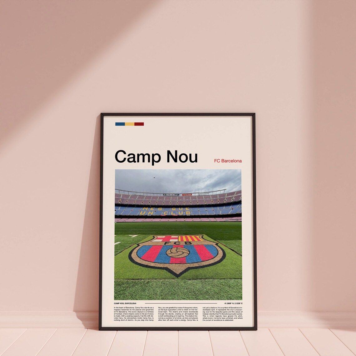 Camp Nou FC Barcelona Football Stadium Crest Soccer Travel Poster - Image 3
