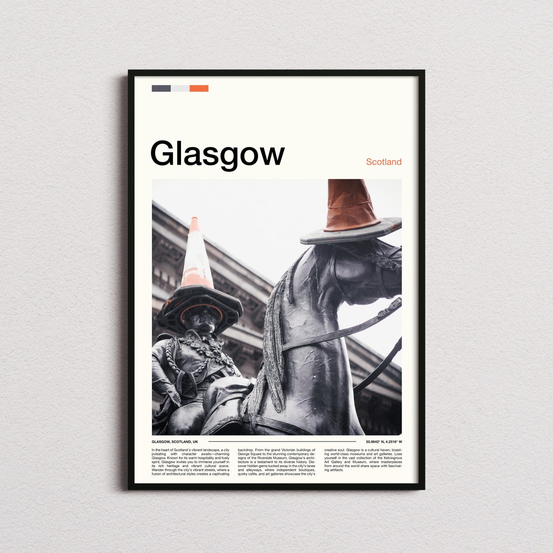 Glasgow Scotland Duke of Wellington Statue Cone Close Up Travel Poster