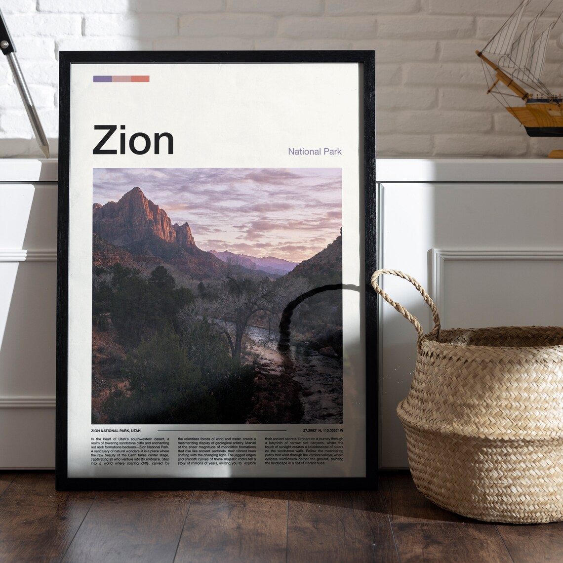 Zion National Park Print Zion National Park Poster Zion Wall Art Zion Art Print Zion Photo - Image 5