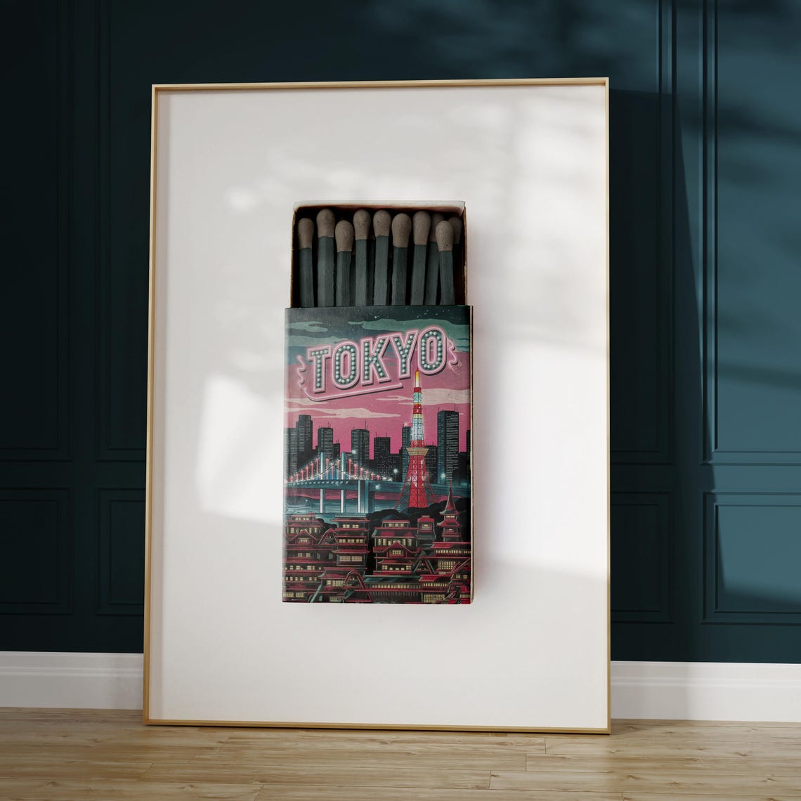 Tokyo Japan Neon Tower Night City Vintage Matchbox Art Poster - Image 4