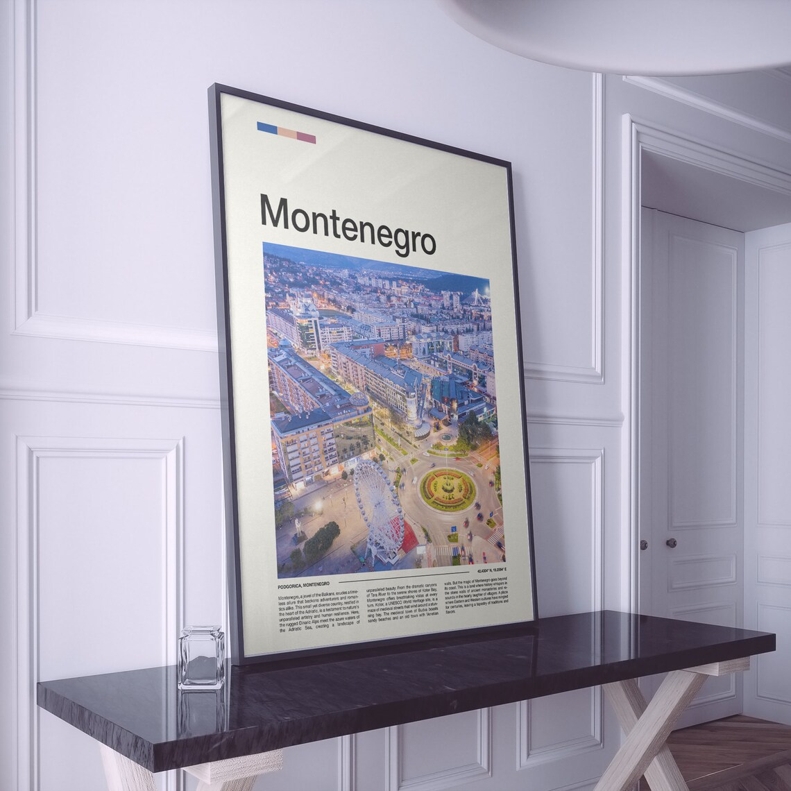 Podgorica Montenegro City Aerial Dusk Skyline Travel Photo Poster - Image 2