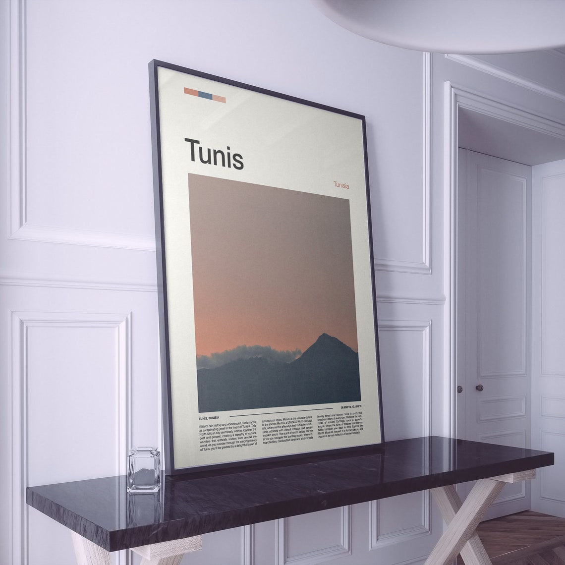 Tunis Tunisia Sunset Mountain Silhouette Scenic Photography Poster - Image 2