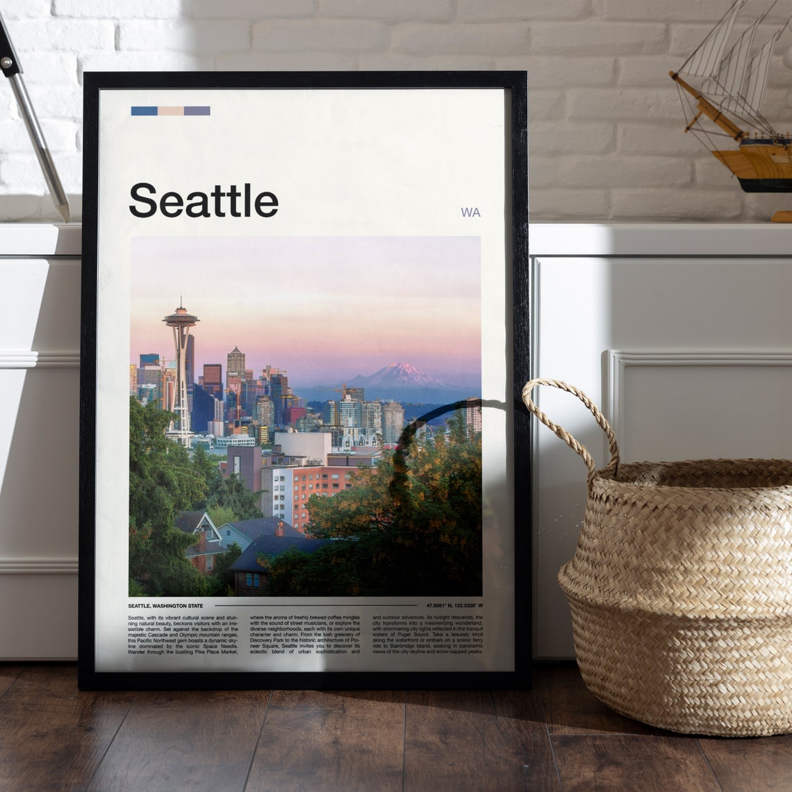 Seattle Washington Space Needle Skyline Mountain View Poster - Image 4