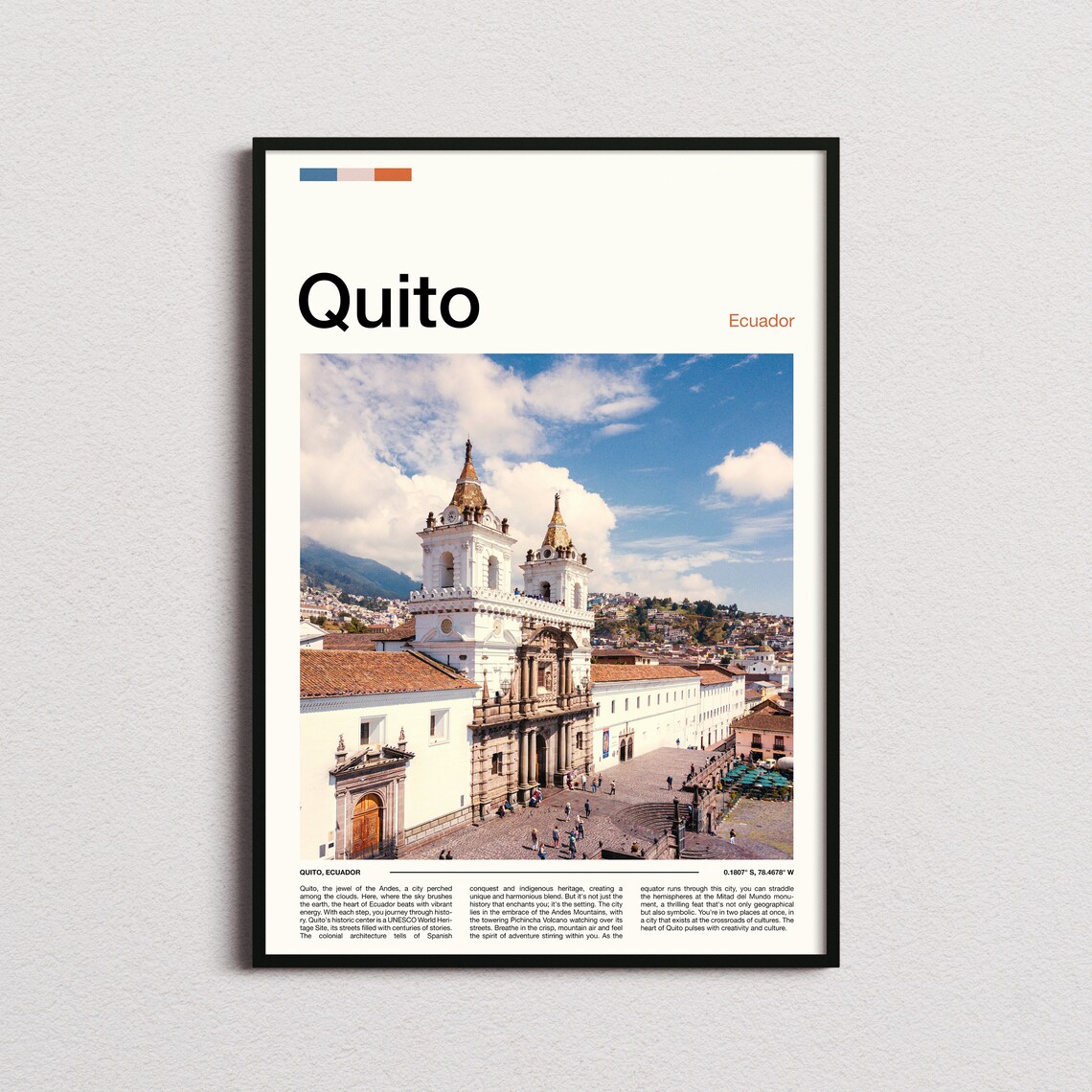 Quito Ecuador San Francisco Church Old Town Minimal Travel Poster