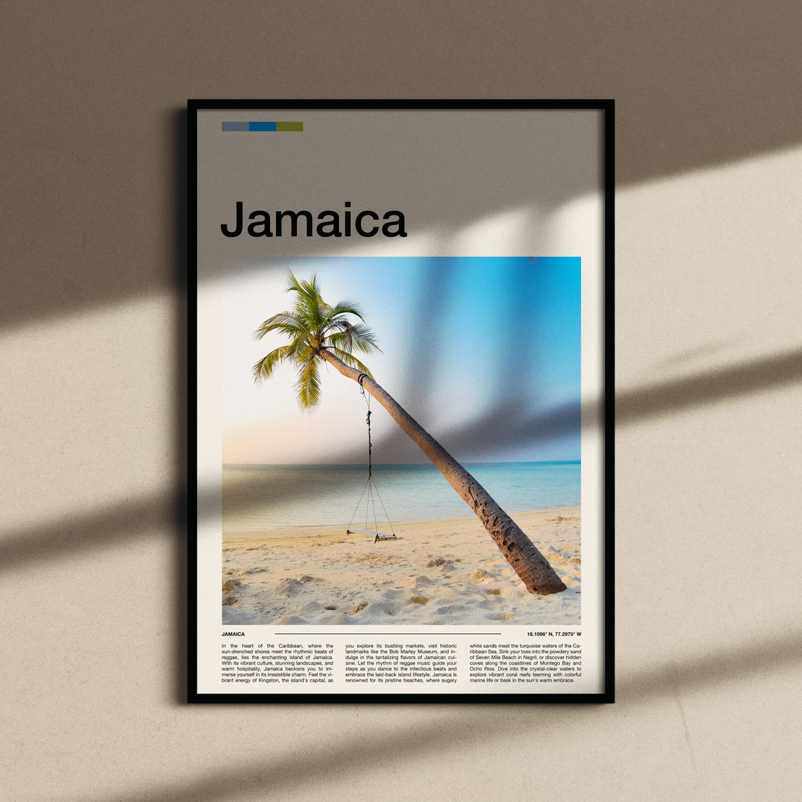 Jamaica Caribbean Beach Leaning Palm Tree Swing Photo Poster - Image 3