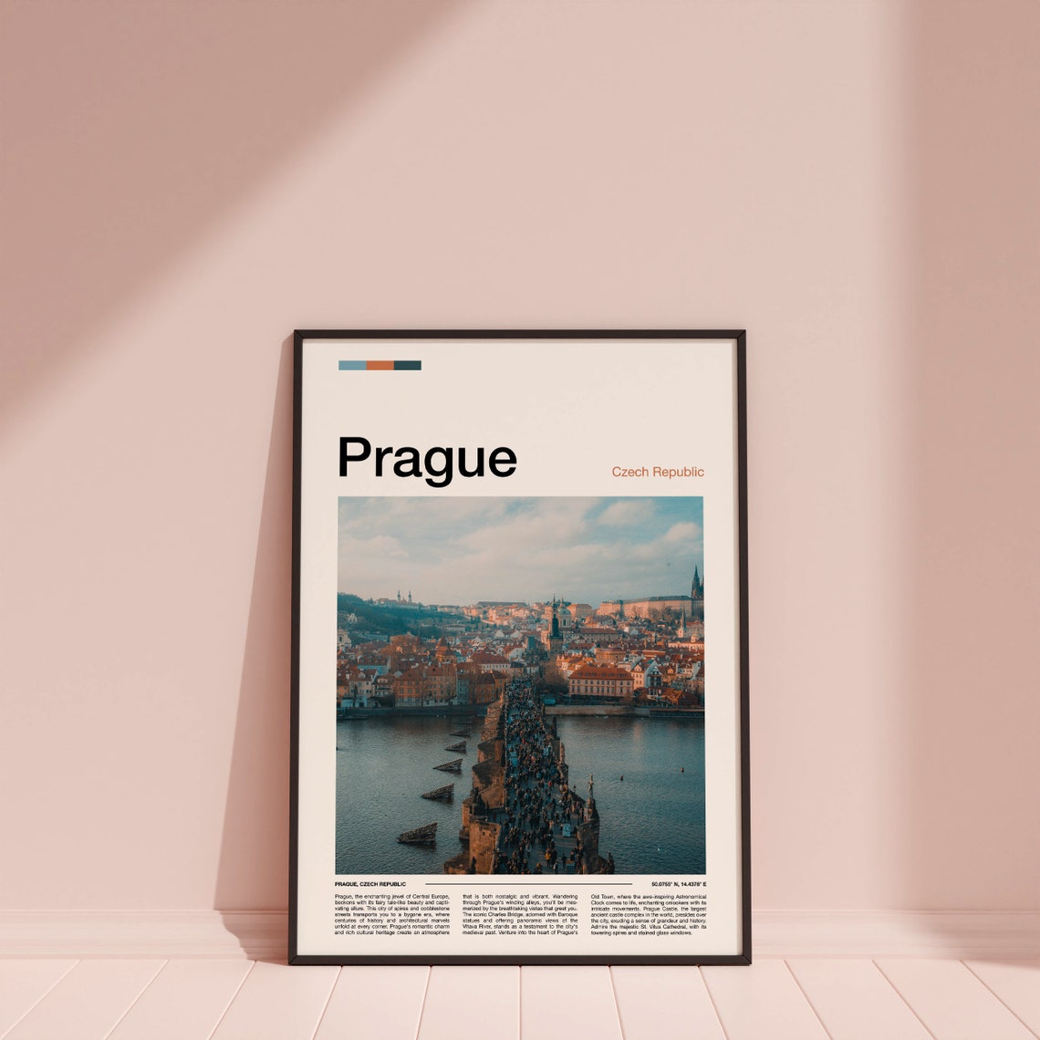 Prague Czech Republic Charles Bridge Crowded Old Town River Poster - Image 4