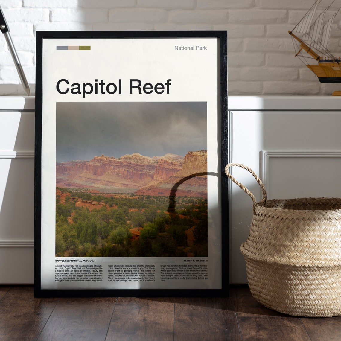 Capitol Reef National Park Utah Red Rock Cliffs Desert Poster - Image 5