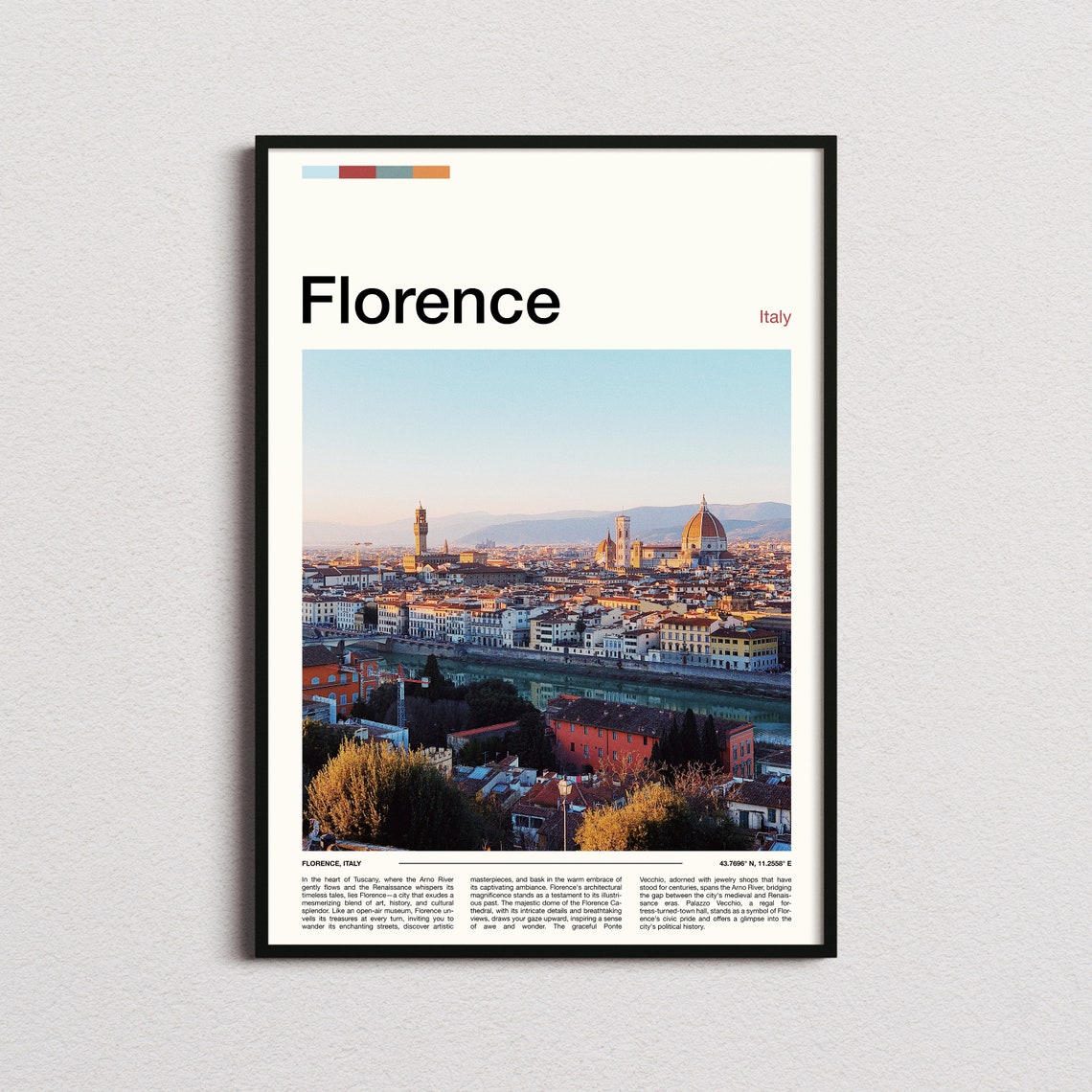 Florence Italy Duomo Cathedral Skyline Tuscan City View Poster