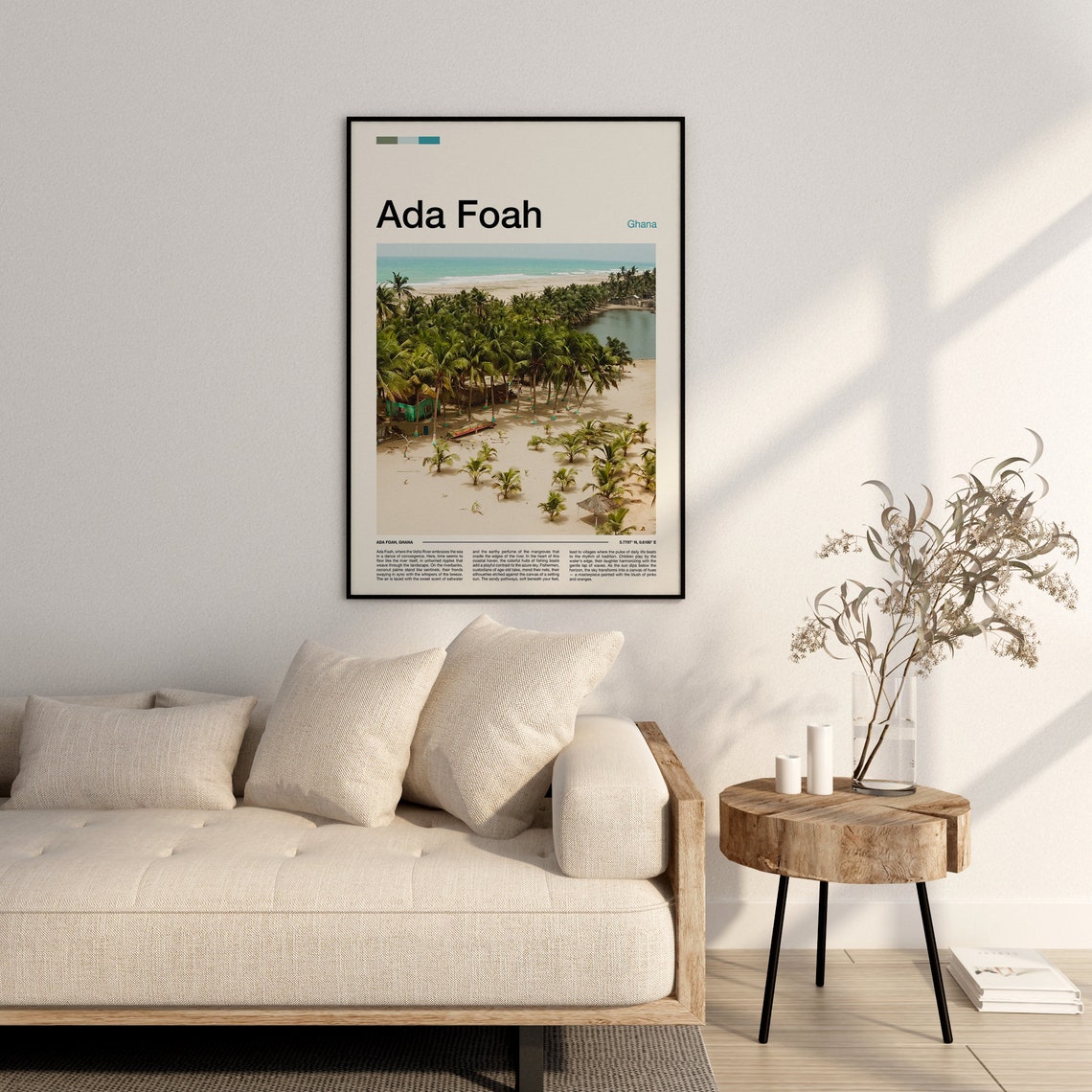 Ada Foah Ghana Palm Grove Lagoon Aerial Tropical Beach Poster - Image 3