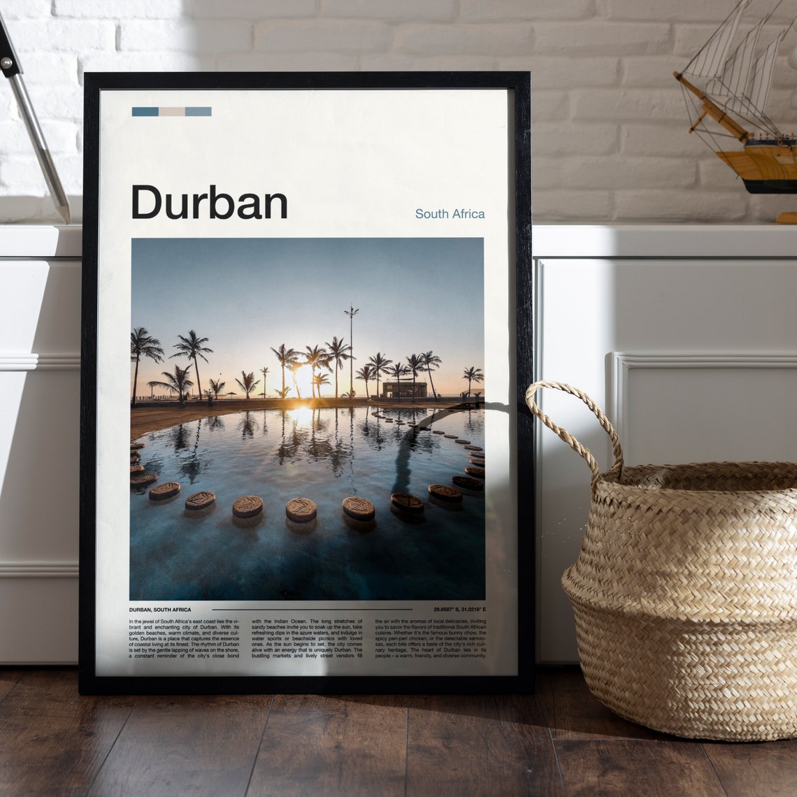 Durban South Africa Sunset Beach Reflection Minimalist Photo Poster - Image 5