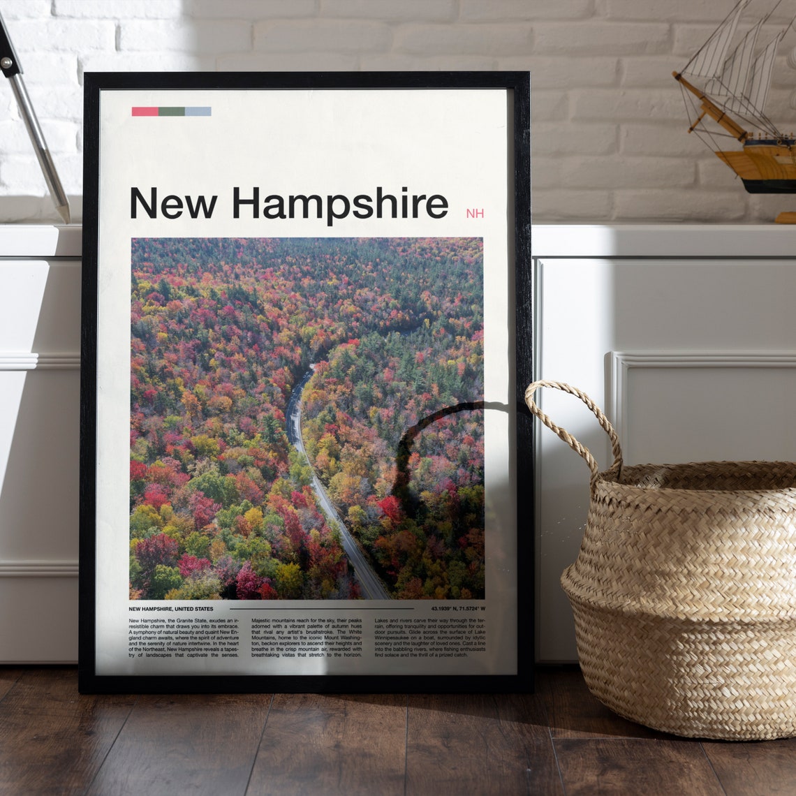 New Hampshire Aerial Autumn Forest Road Foliage View Fall Poster - Image 4