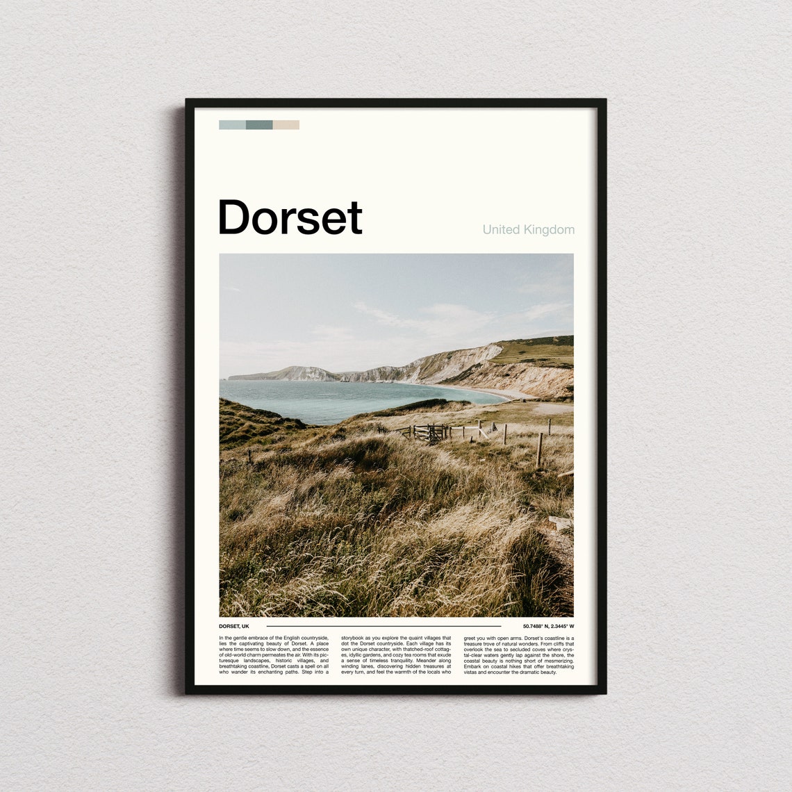Dorset England Jurassic Coast Cliffs Rolling Hills Sea Poster