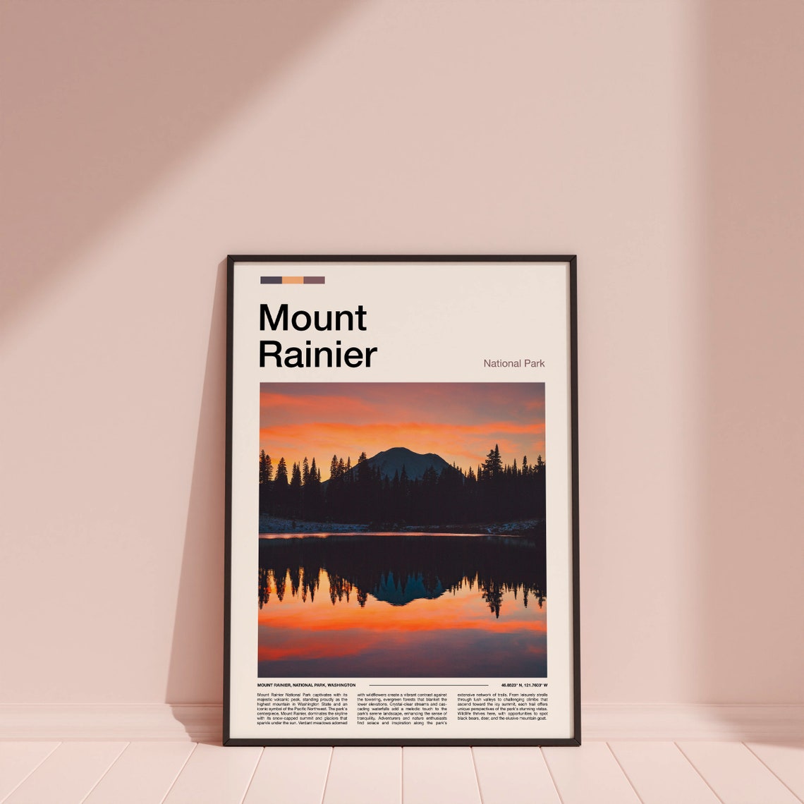 Mount Rainier Washington National Park Sunset Reflection Photo Poster - Image 4