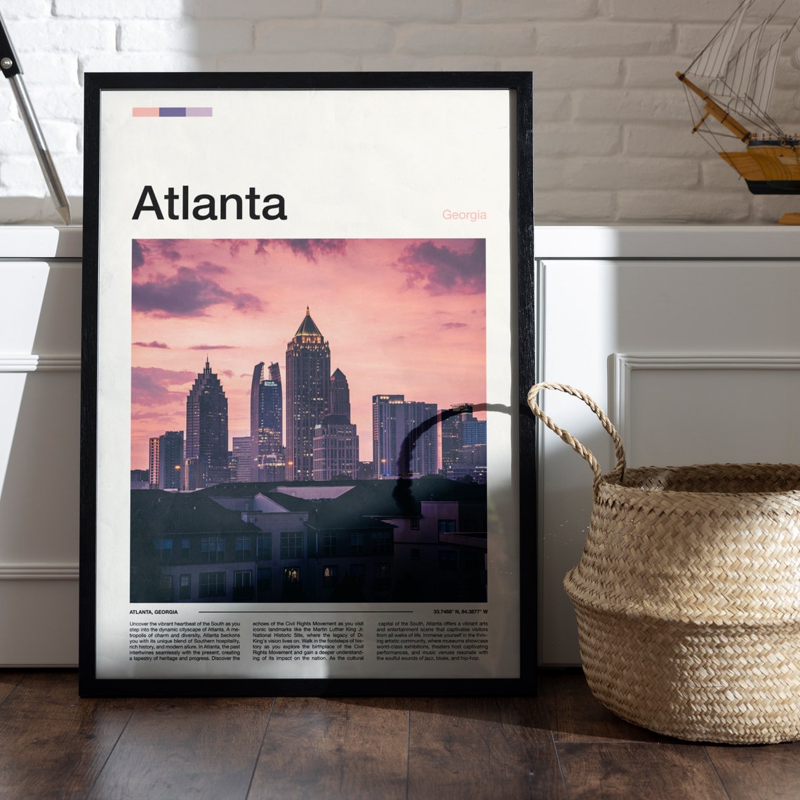 Atlanta Georgia Skyline Sunset Pink Sky Urban Cityscape Poster - Image 5