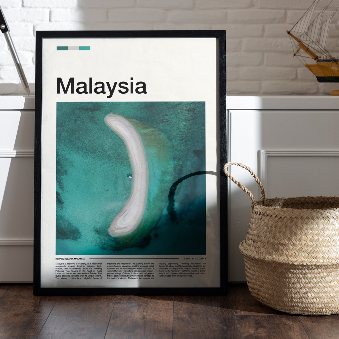 Malaysia Redang Island Aerial Crescent Sandbar Turquoise Poster - Image 5
