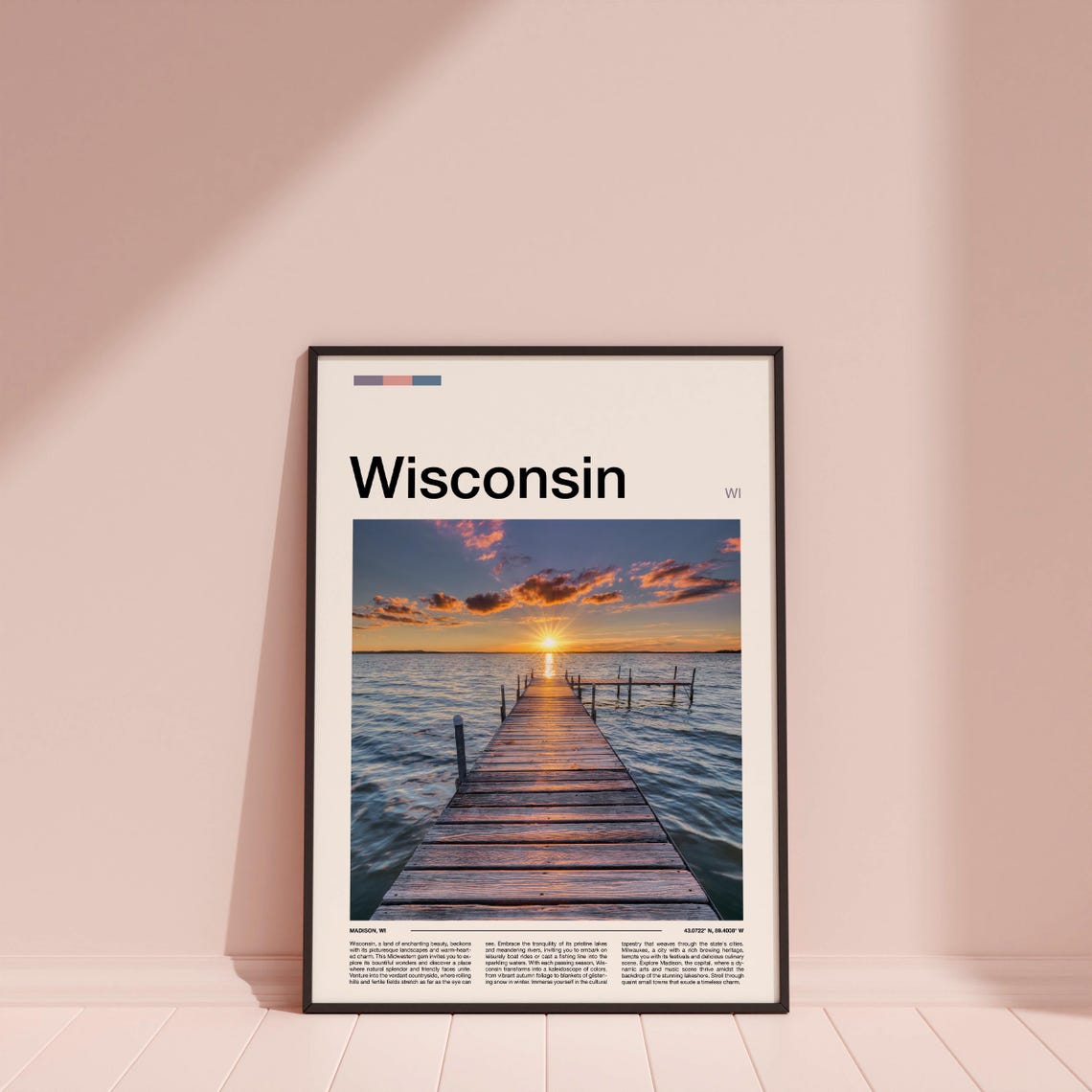 Wisconsin Lake Pier Sunset Golden Hour Dock Photography Poster - Image 4