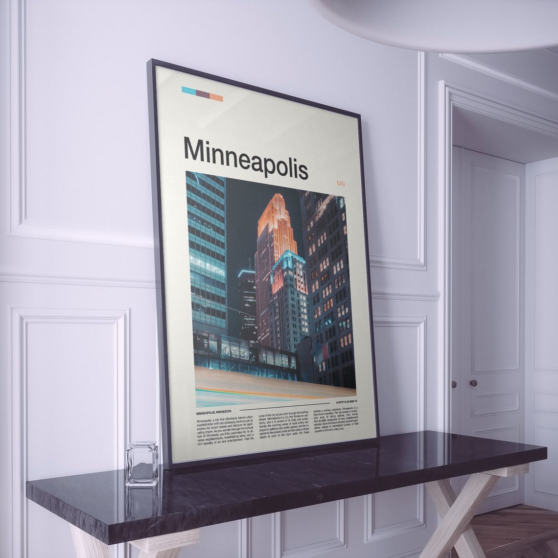 Minneapolis Minnesota Night Skyline City Lights Urban Poster - Image 2