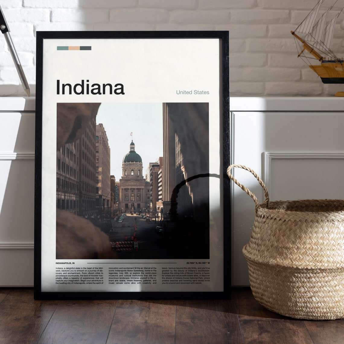 Indiana Indianapolis Downtown Street Historic Dome Building Poster - Image 5
