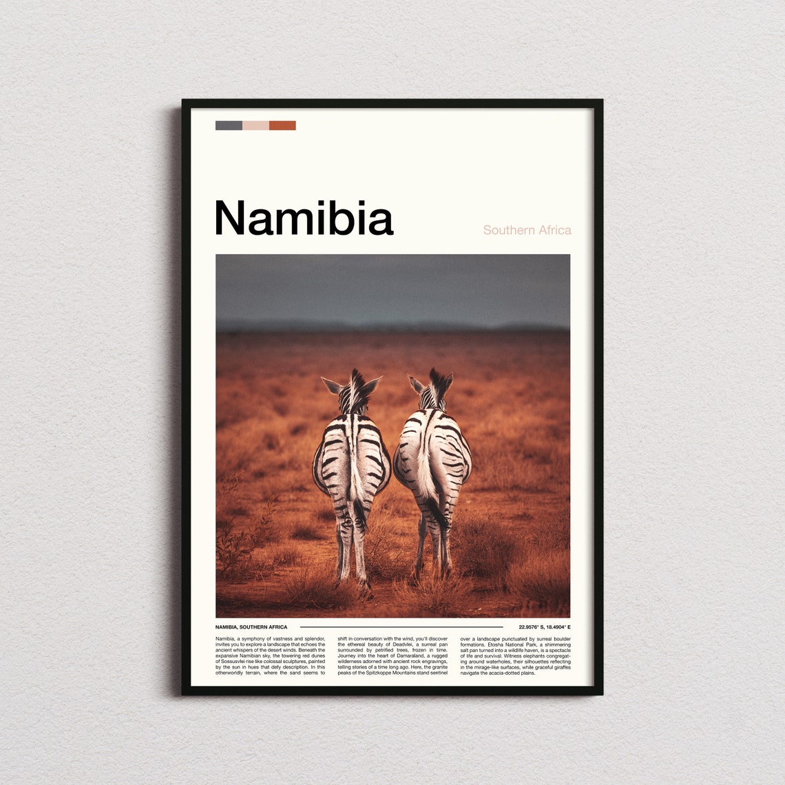 Namibia Safari Zebras Savanna Southern Africa Wildlife Poster