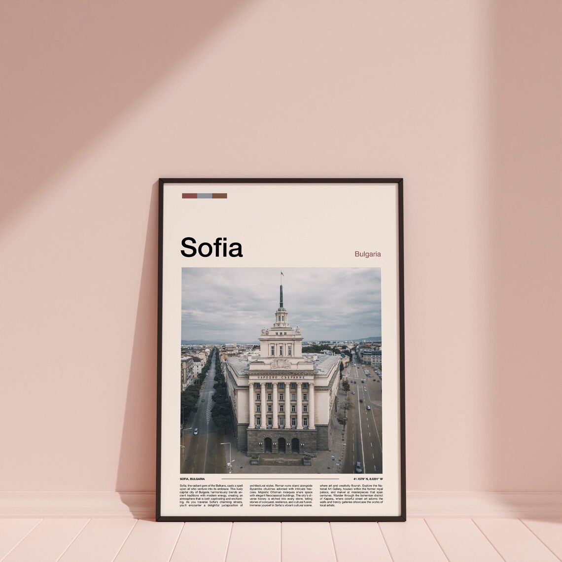 Sofia Bulgaria City Hall Aerial Historic Building Travel Poster - Image 4